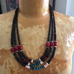 Navajo Charlene Little heishi, turquoise and coral necklace